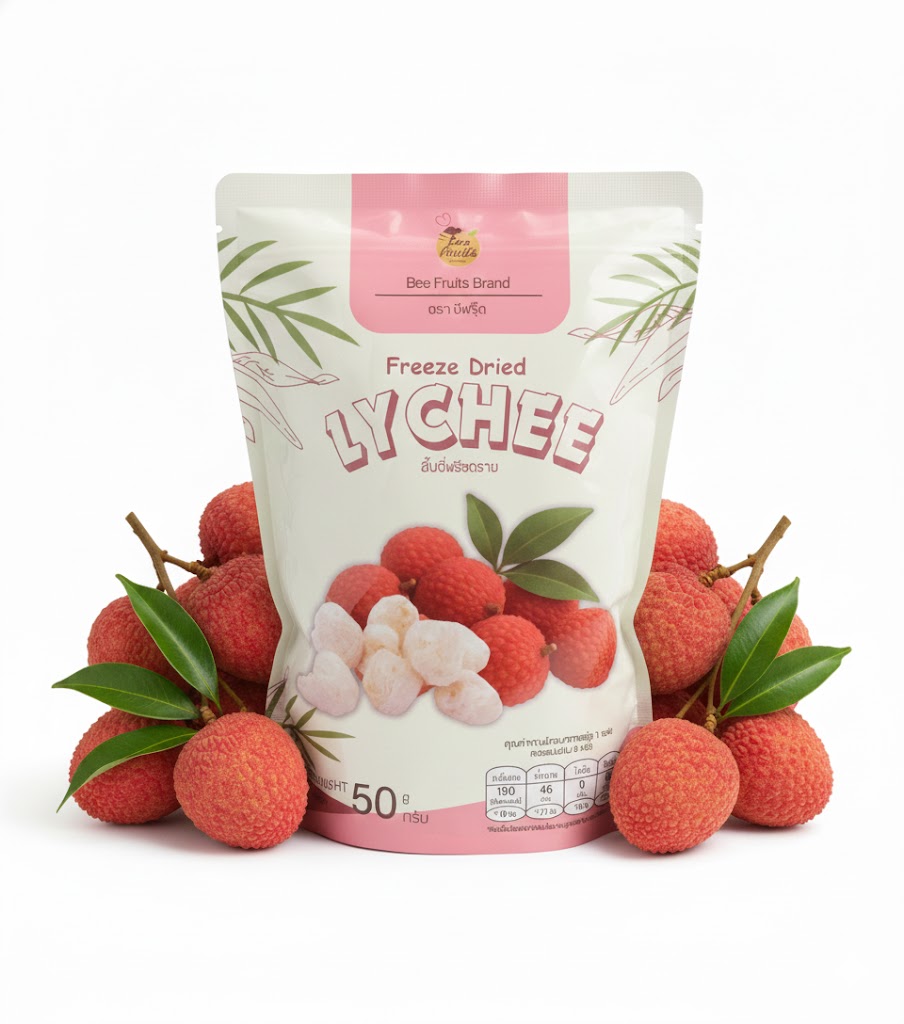 ลิ้นจี่ฟรีซดราย ตรา บีฟรุ๊ต ขนาด 50 กรัม